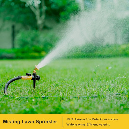 FANHAO 2 Pack Metal Lawn Sprinklers – Adjustable Brass Nozzle, Spike Base