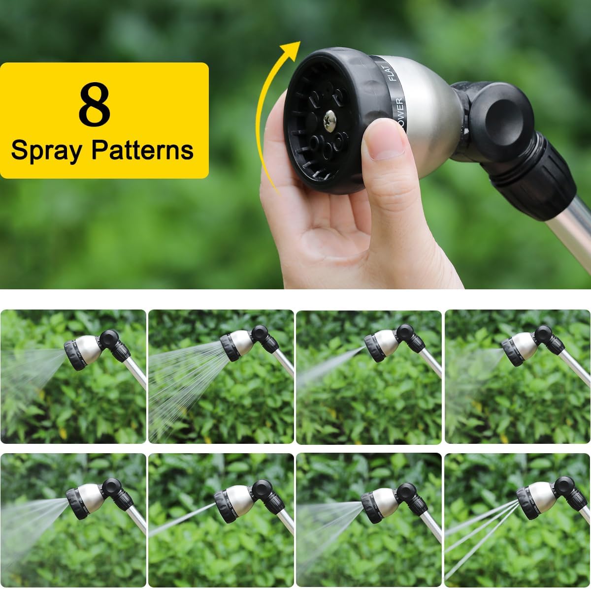 FANHAO 16 Inches 8-Pattern Garden Watering Wand-Black