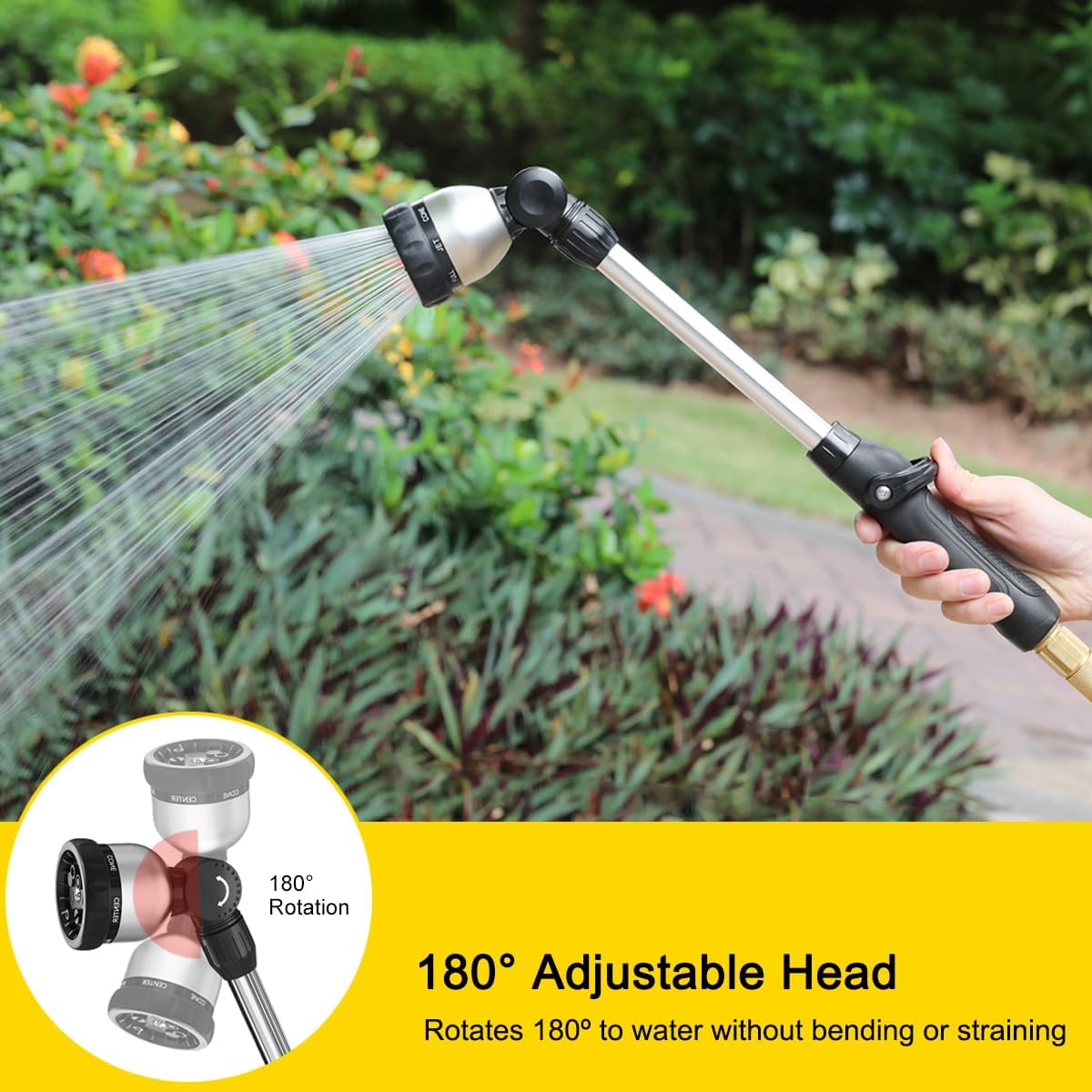 FANHAO 16 Inches 8-Pattern Garden Watering Wand-Black