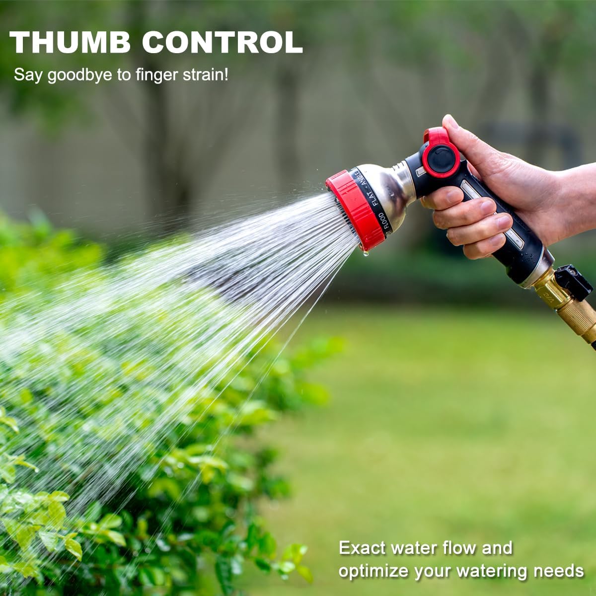 FANHAO Heavy Duty Thumb Control Garden Hose Nozzle - 9 Spray Modes