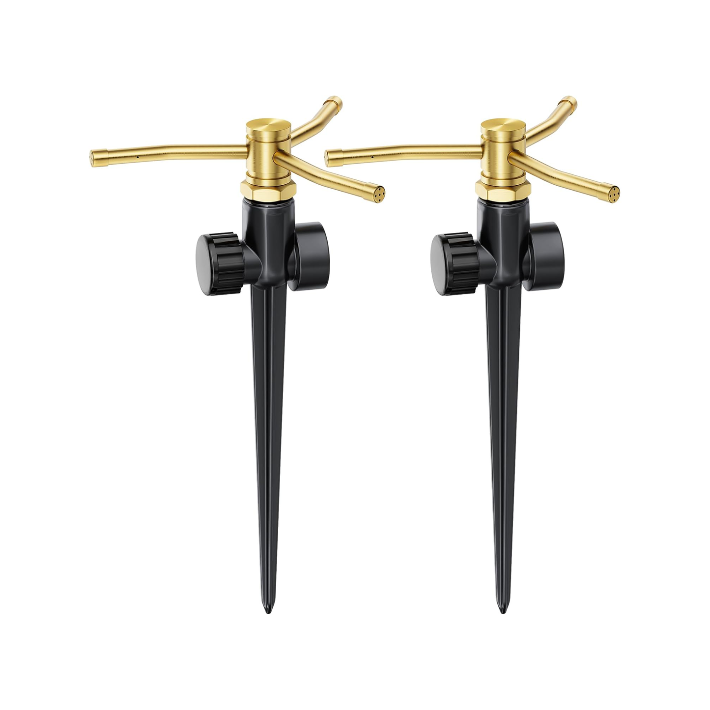 FANHAO 2 Pack 3-Arm Metal Lawn Sprinklers – 360° Auto Rotary