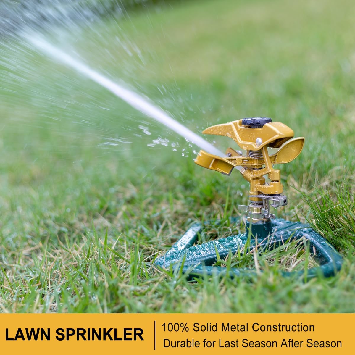 FANHAO Heavy Duty Pulsating Impact Lawn Sprinkler with Metal Base