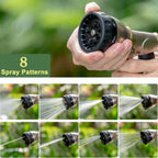 FANHAO Heavy Duty Garden Hose Nozzle, 100% Metal Water Nozzle with 8 Adjustable Spray Patterns-Black
