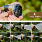 FANHAO Garden Hose Nozzle Heavy Duty,100% Metal Water Hose Sprayer with 8 Spray Patterns-Khaki