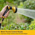 FANHAO Garden Hose Nozzle Heavy Duty,100% Metal Water Hose Sprayer with 8 Spray Patterns-Yellow