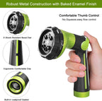 FANHAO Garden Hose Nozzle Heavy Duty,100% Metal Water Hose Sprayer with 8 Spray Patterns-Green