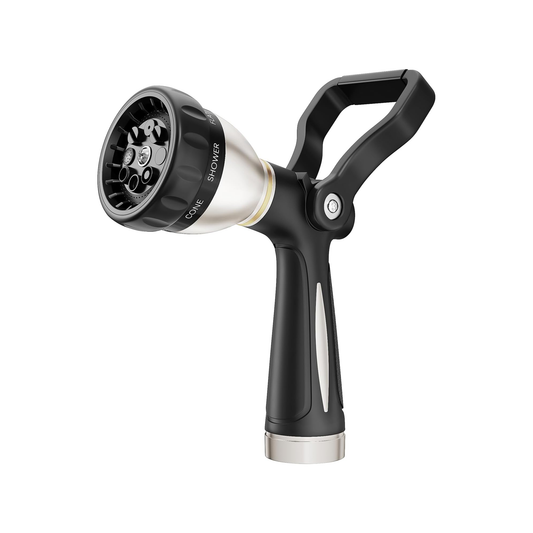 FANHAO 8-Pattern Heavy Duty Fireman Style Hose Nozzle - Black
