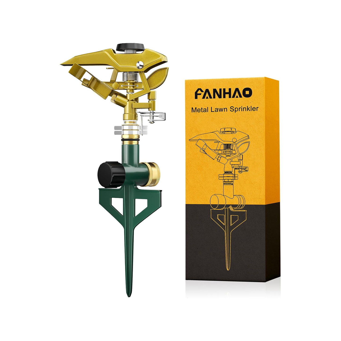 FANHAO Heavy Duty Pulsating Lawn Sprinkler on Spike Base
