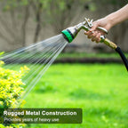 FANHAO Heavy Duty Metal Hose Nozzle - 7-Pattern, Ergonomic Rear Trigger