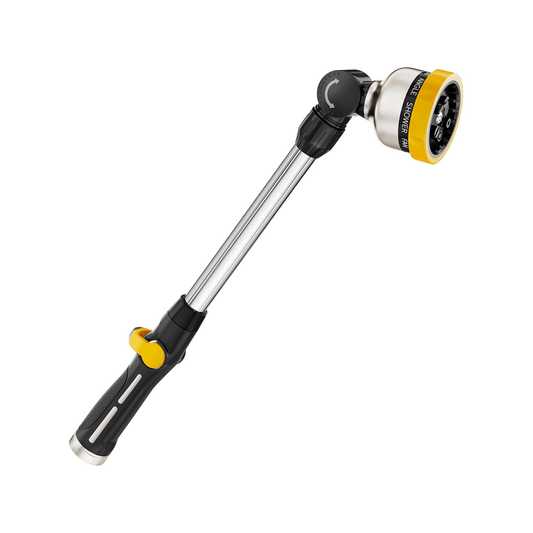 FANHAO Metal Watering Wand,  16-Inch Heavy Duty Garden Hose Wand with 9 Spray Patterns-‎Yellow