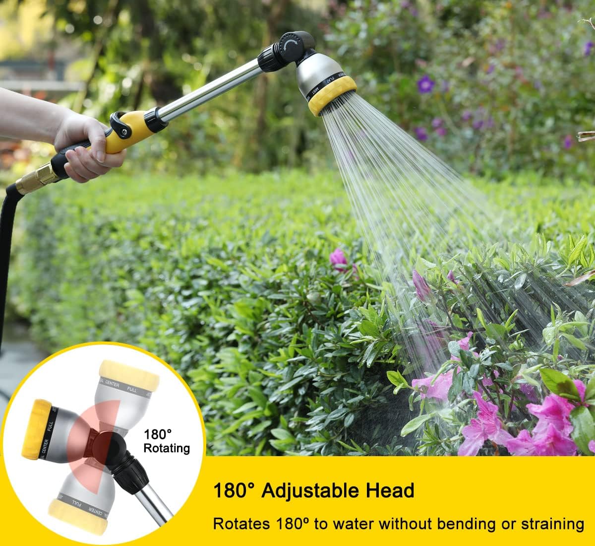 FANHAO 16 Inches 8-Pattern Garden Watering Wand-Yellow