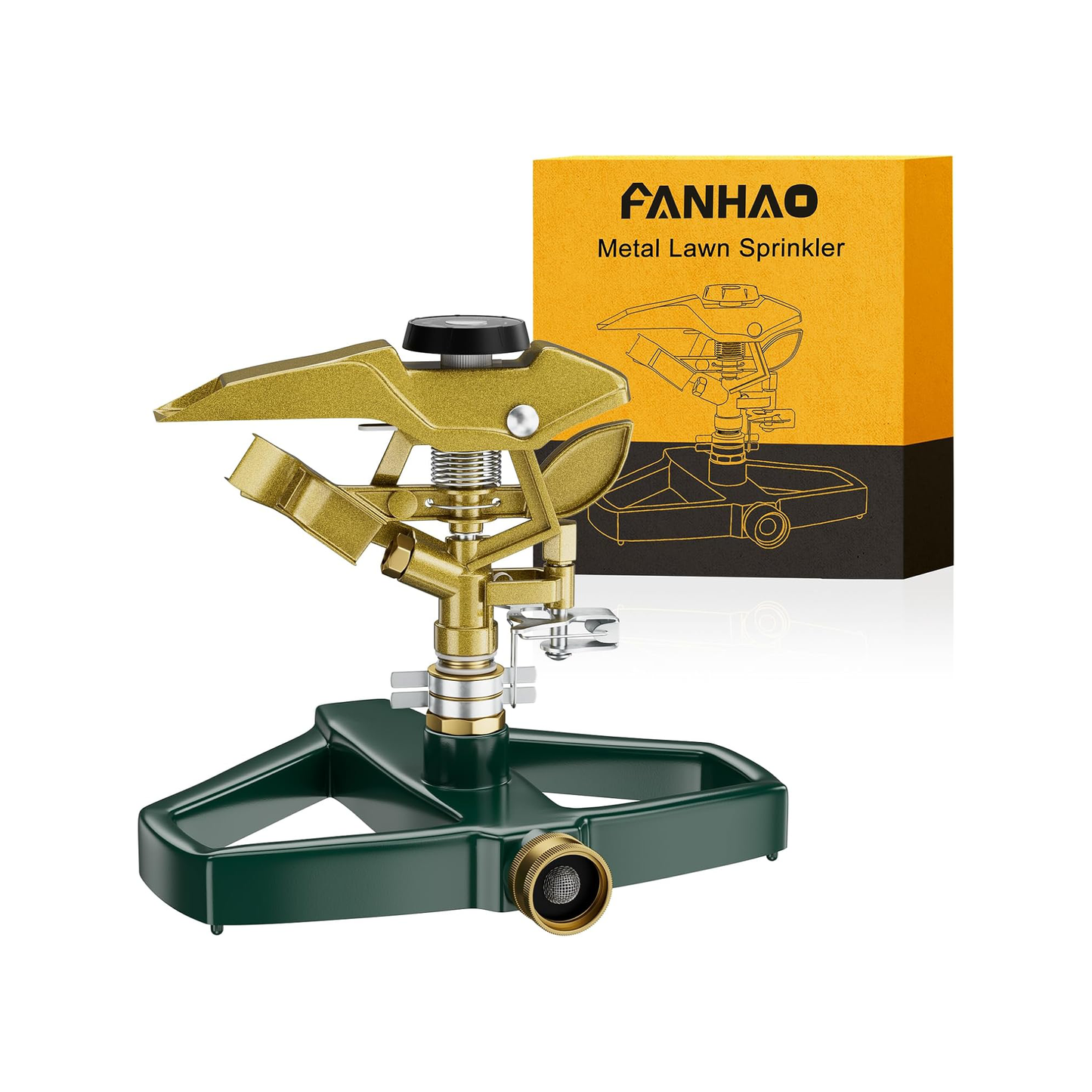 FANHAO Heavy Duty Pulsating Impact Lawn Sprinkler with Metal Base
