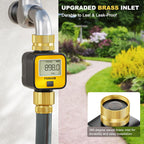 FANHAO Water Flow Meter with Brass Inlet Metal Thread | IPX6 Waterproof, Digital LCD Display