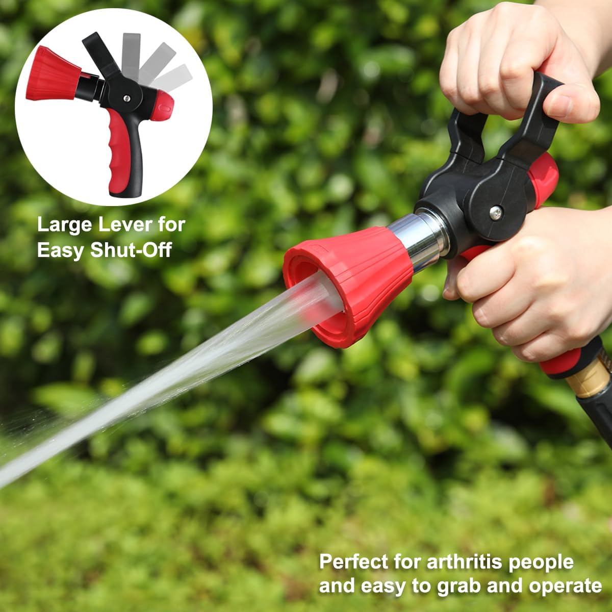 FANHAO High Pressure Fireman's Spray Nozzle with Lever Handle and Slip Ergonomic Grip