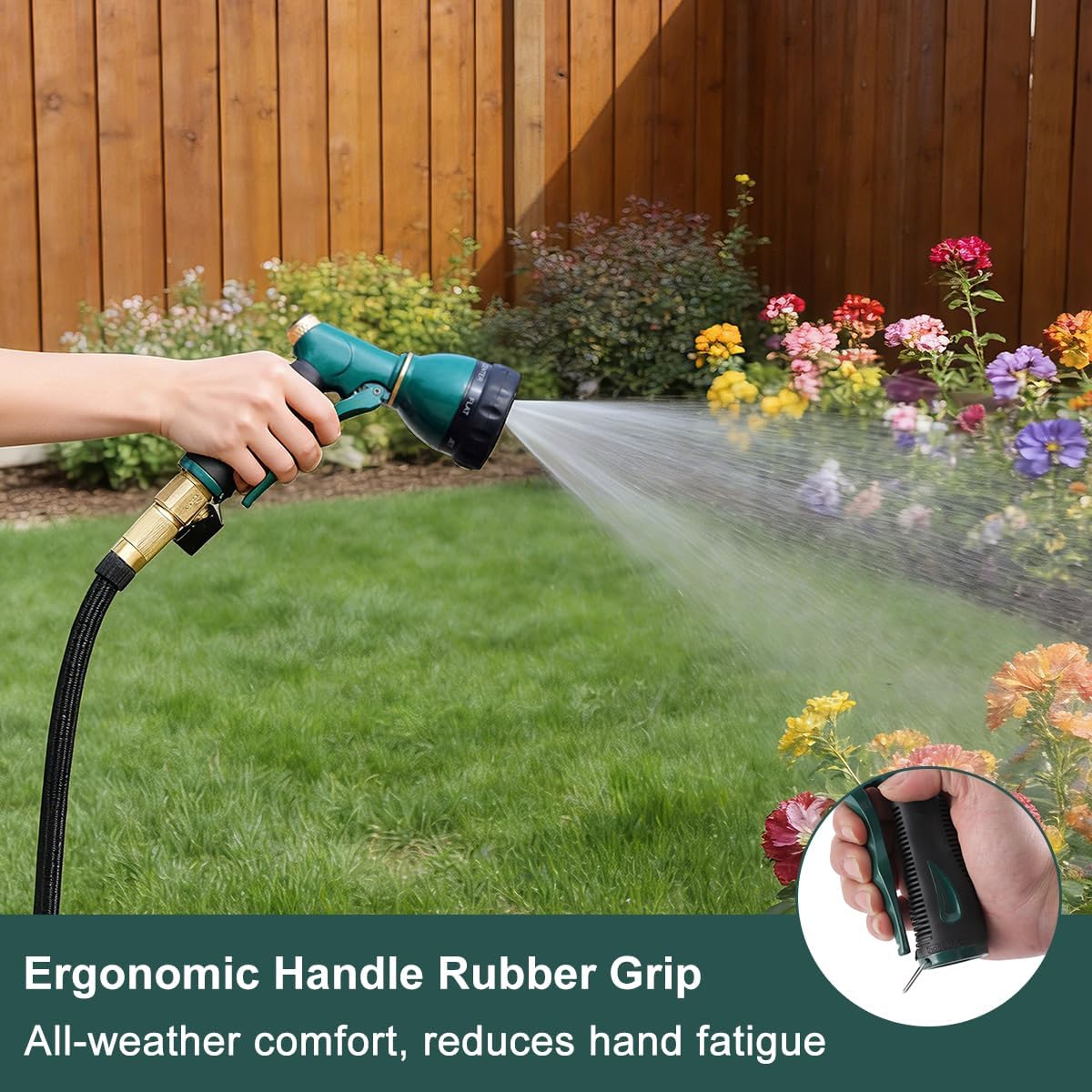 FANHAO Garden Hose Nozzle Sprayer Heavy Duty with 7 Patterns for Watering Garden