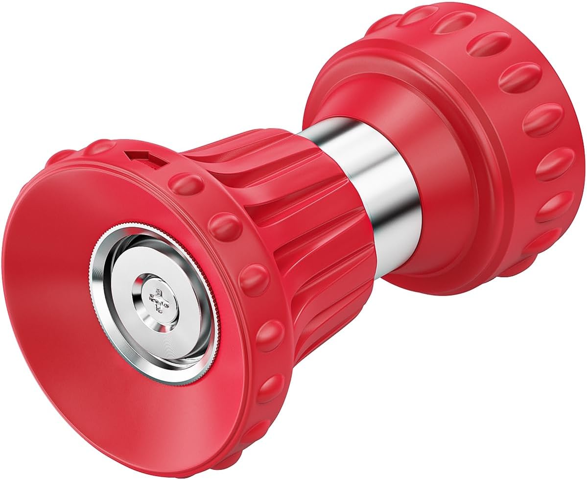 FANHAO High Power Adjustable Fireman Style Garden Hose Nozzle - Red