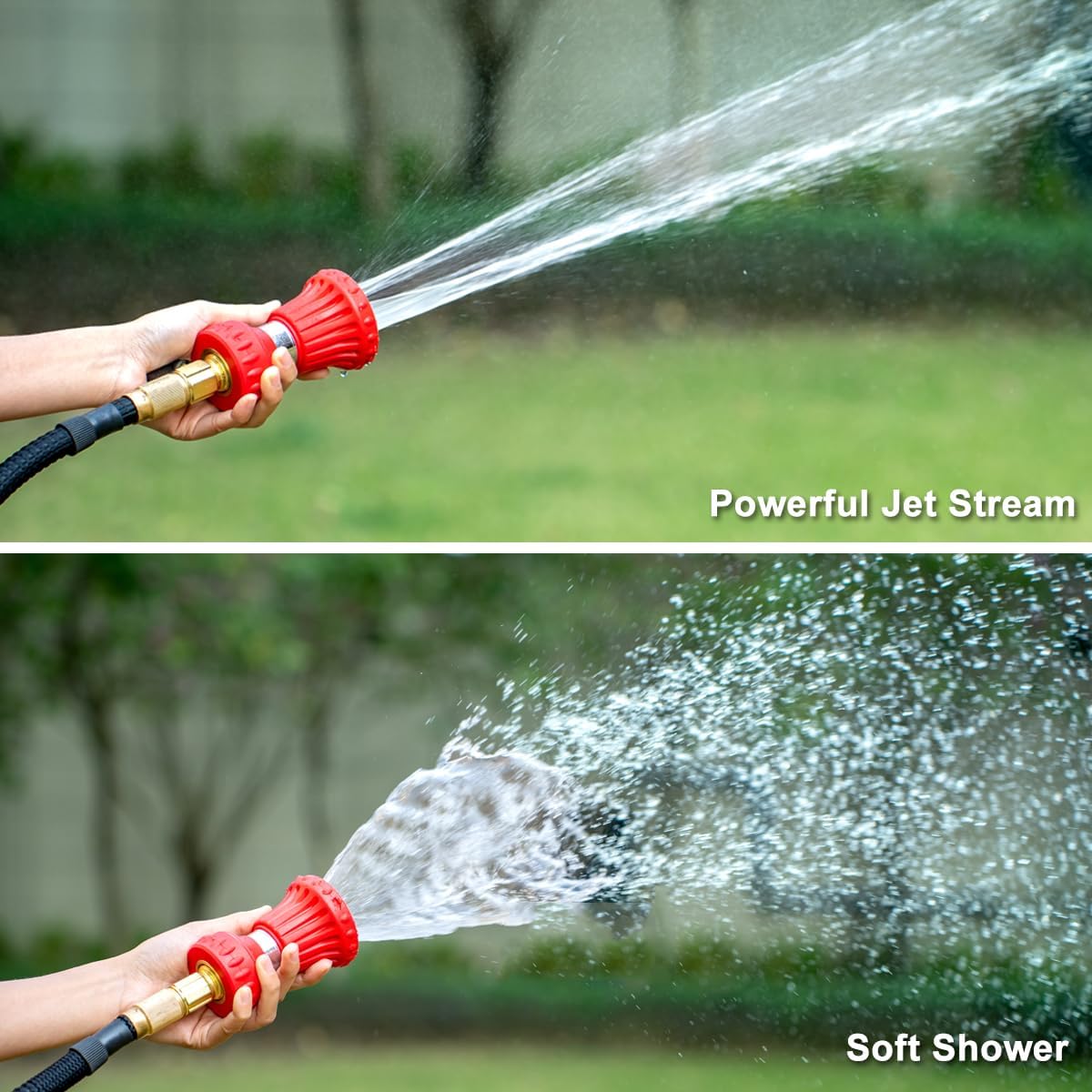 FANHAO High Power Adjustable Fireman Style Garden Hose Nozzle - Red