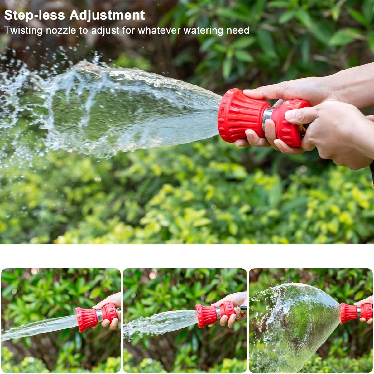 FANHAO High Power Adjustable Fireman Style Garden Hose Nozzle - Red