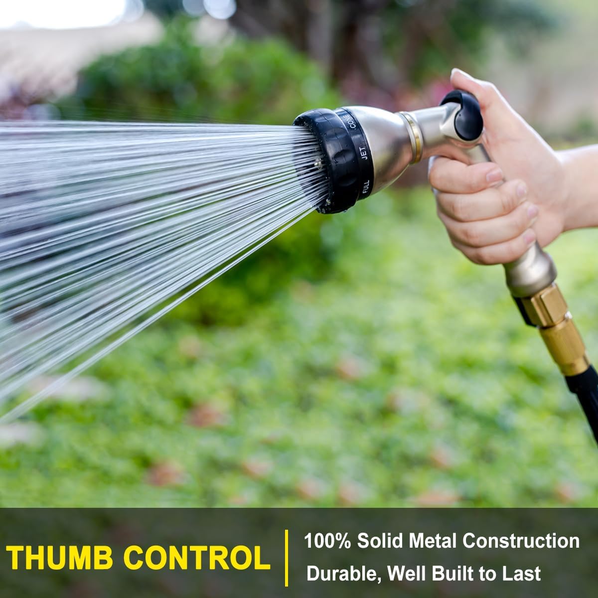 FANHAO Professional Heavy Duty Garden Hose Nozzle – 8 Patterns, Thumb Control