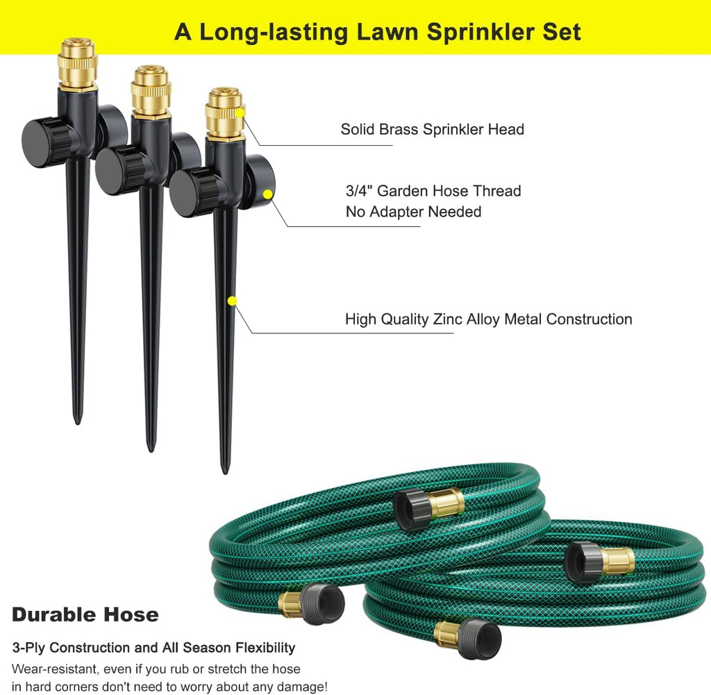 FANHAO Above Ground Sprinkler System - 360° Large Area Coverage