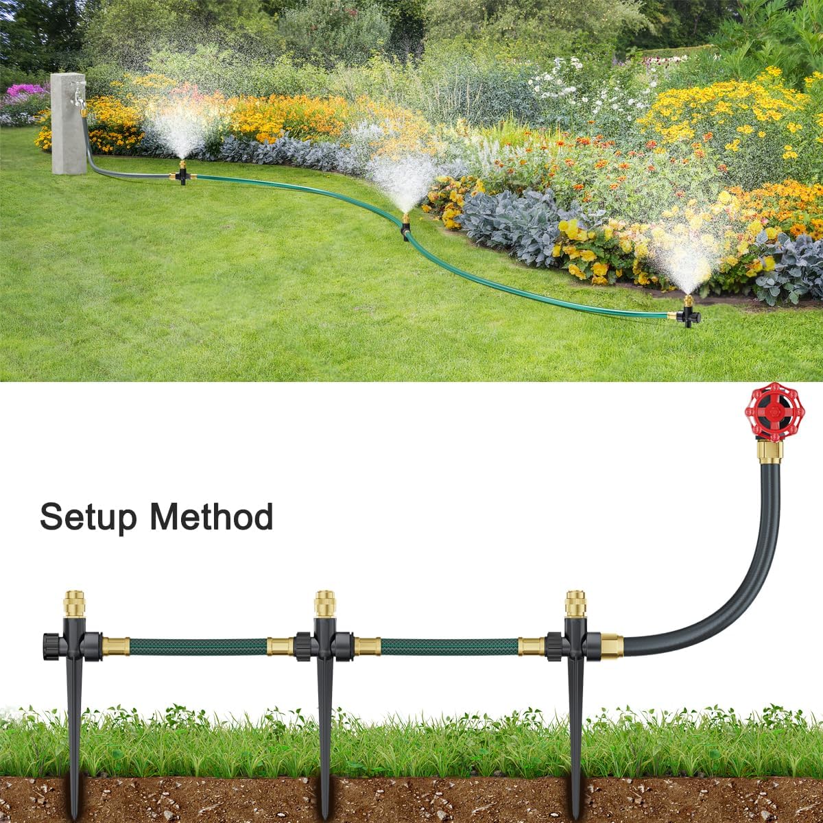FANHAO Above Ground Sprinkler System - 360° Large Area Coverage