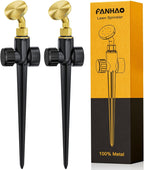 FANHAO 2 Pack Metal Lawn Sprinklers – Adjustable Brass Nozzle, Spike Base