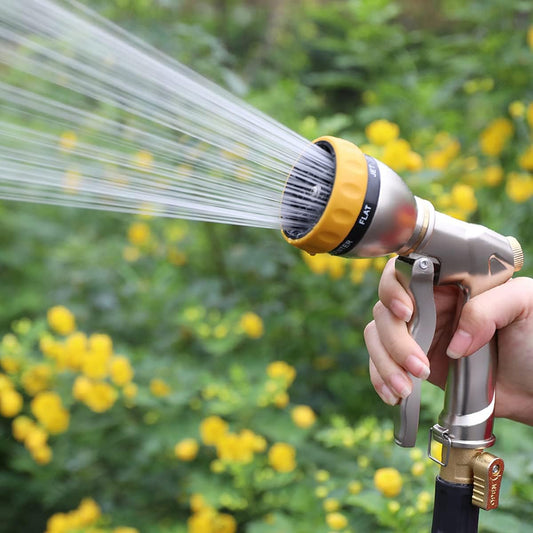 FANHAO Heavy-Duty Metal Hose Nozzle - 7 Spray Modes, High Pressure