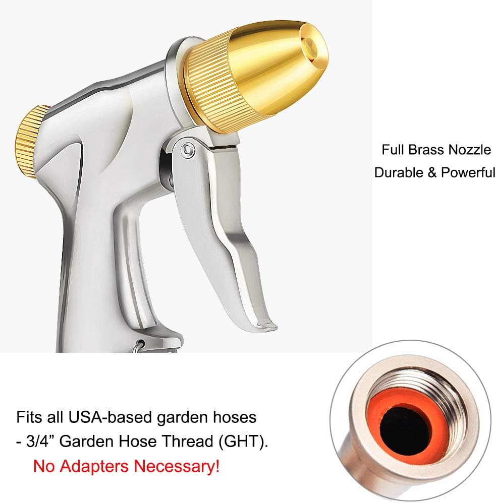FANHAO Upgraded Heavy Duty Metal 4-Pattern Hose Nozzle Sprayer
