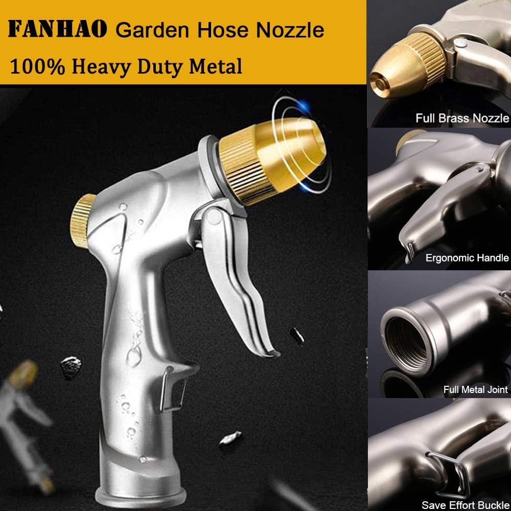FANHAO Upgraded Heavy Duty Metal 4-Pattern Hose Nozzle Sprayer