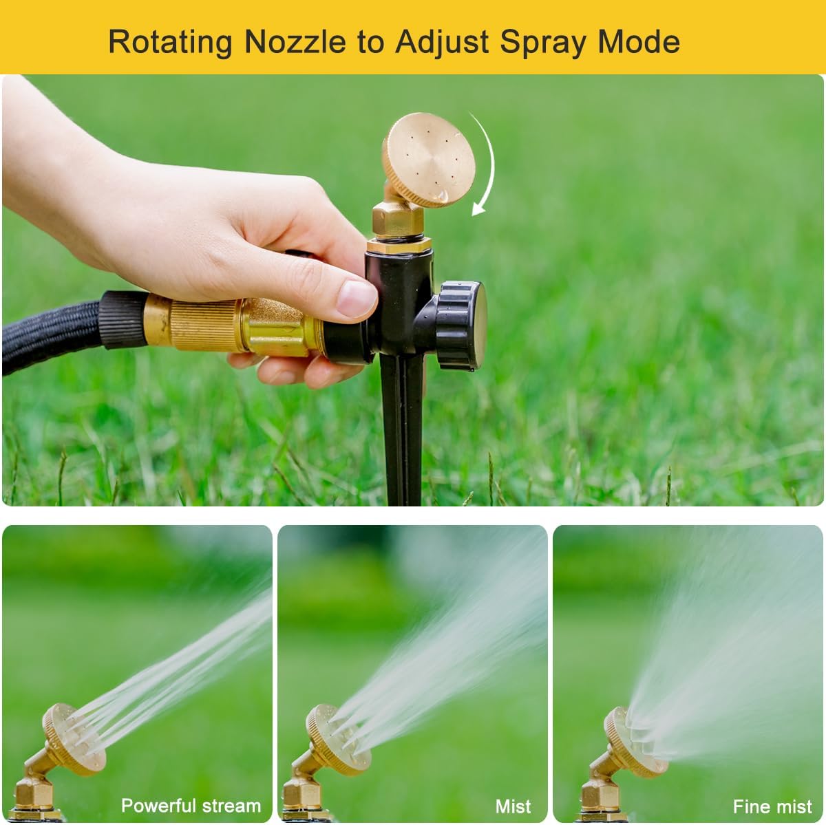 FANHAO 2 Pack Metal Lawn Sprinklers – Adjustable Brass Nozzle, Spike Base