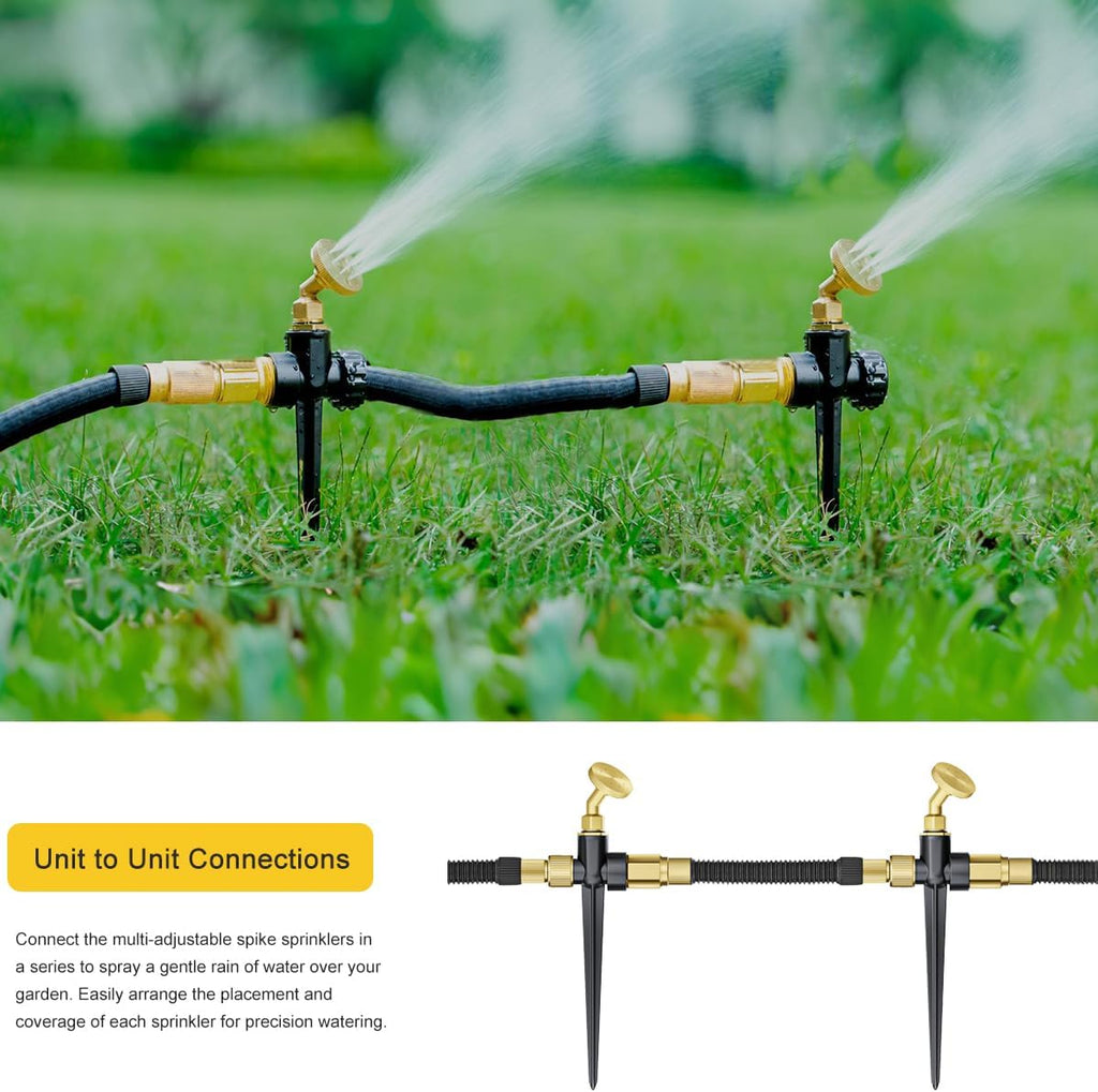 FANHAO 2 Pack Metal Lawn Sprinklers – Adjustable Brass Nozzle, Spike Base