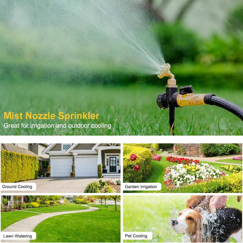 FANHAO 2 Pack Metal Lawn Sprinklers – Adjustable Brass Nozzle, Spike Base