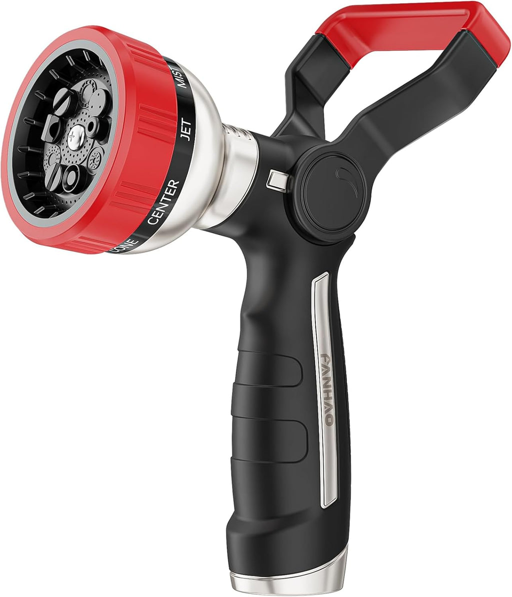 FANHAO Heavy Duty Fireman Style Garden Hose Nozzle - 9 Spray Modes