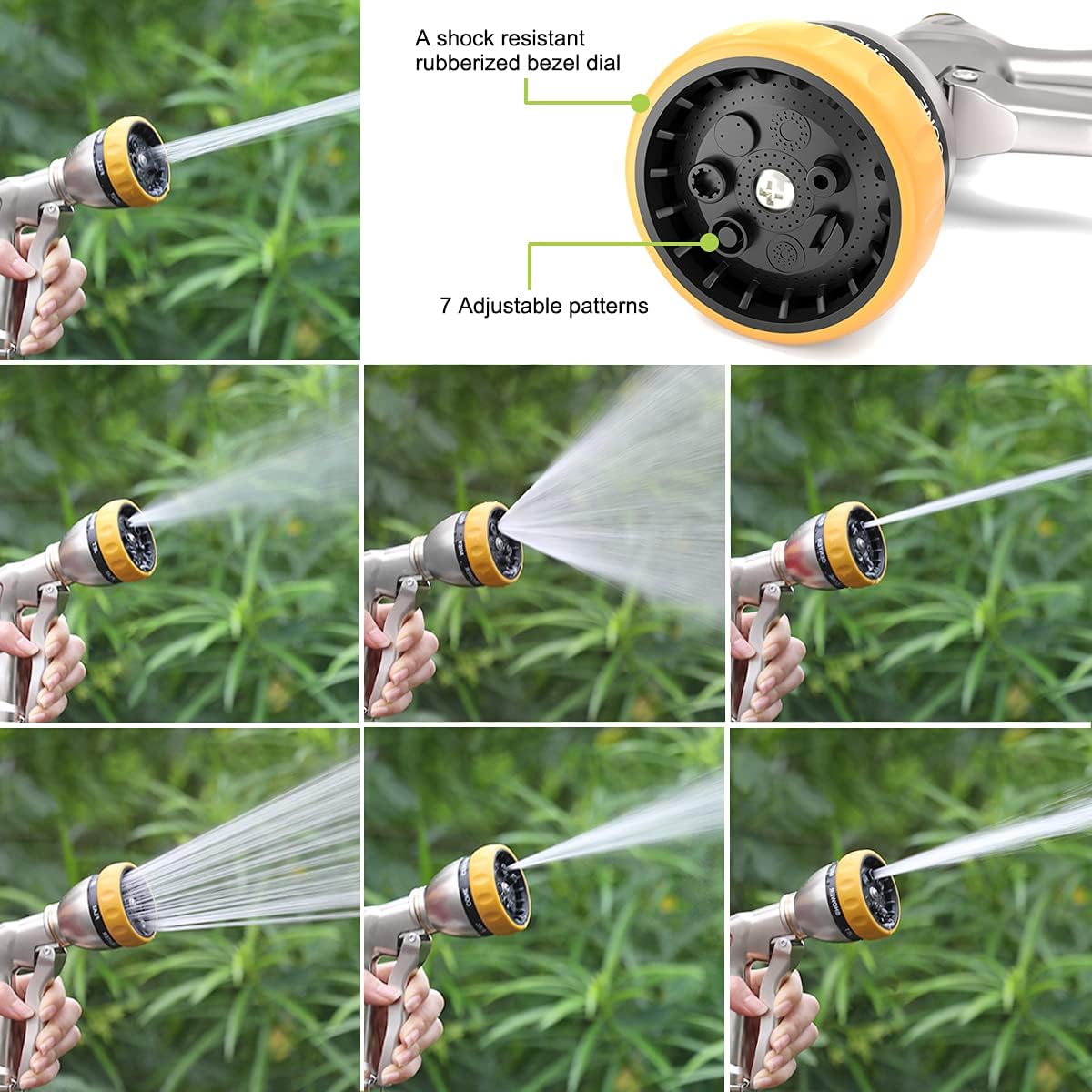 FANHAO Garden Hose Nozzle Sprayer 100% Heavy Duty Metal Water Hose Sprayer