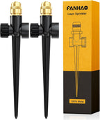 FANHAO 2 Pack Metal Lawn Sprinkler for Yard, Automatic Garden Water Sprinkler on Spike Base-Black
