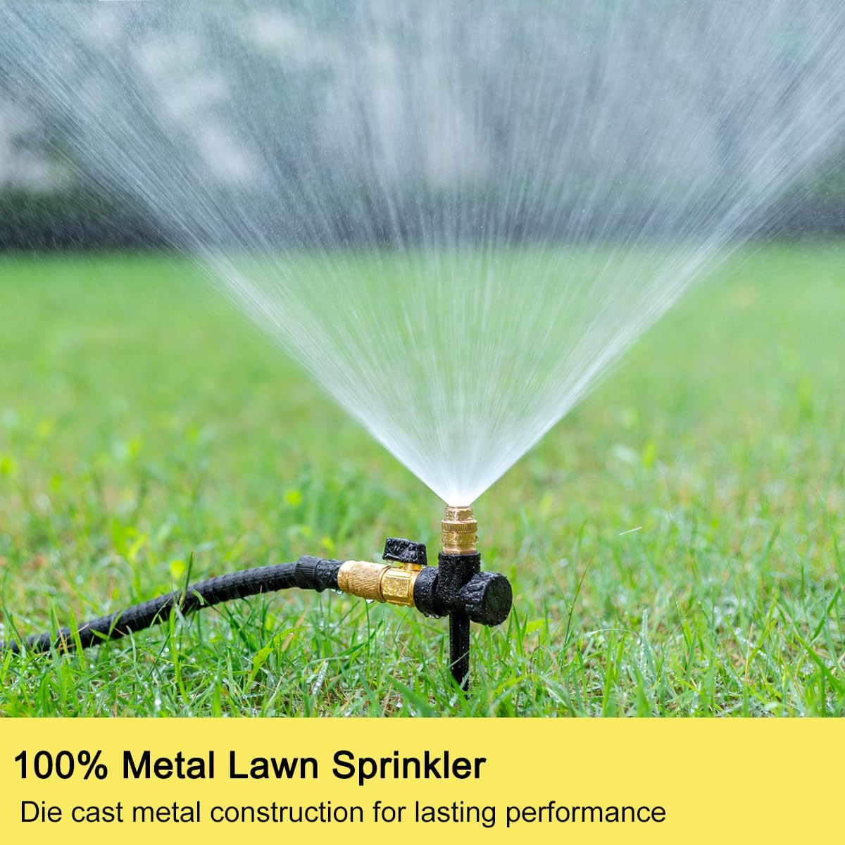 FANHAO 2 Pack Metal Lawn Sprinkler for Yard, Automatic Garden Water Sprinkler on Spike Base-Black