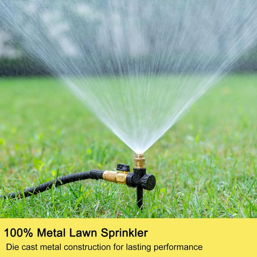 FANHAO 2 Pack Metal Lawn Sprinkler for Yard, Automatic Garden Water Sprinkler on Spike Base-Black