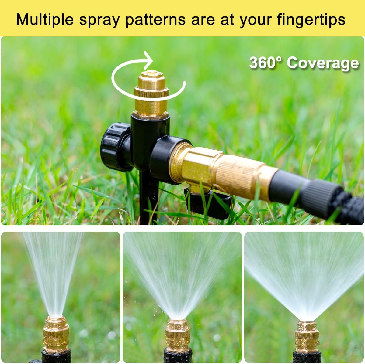 FANHAO 2 Pack Metal Lawn Sprinkler for Yard, Automatic Garden Water Sprinkler on Spike Base-Black