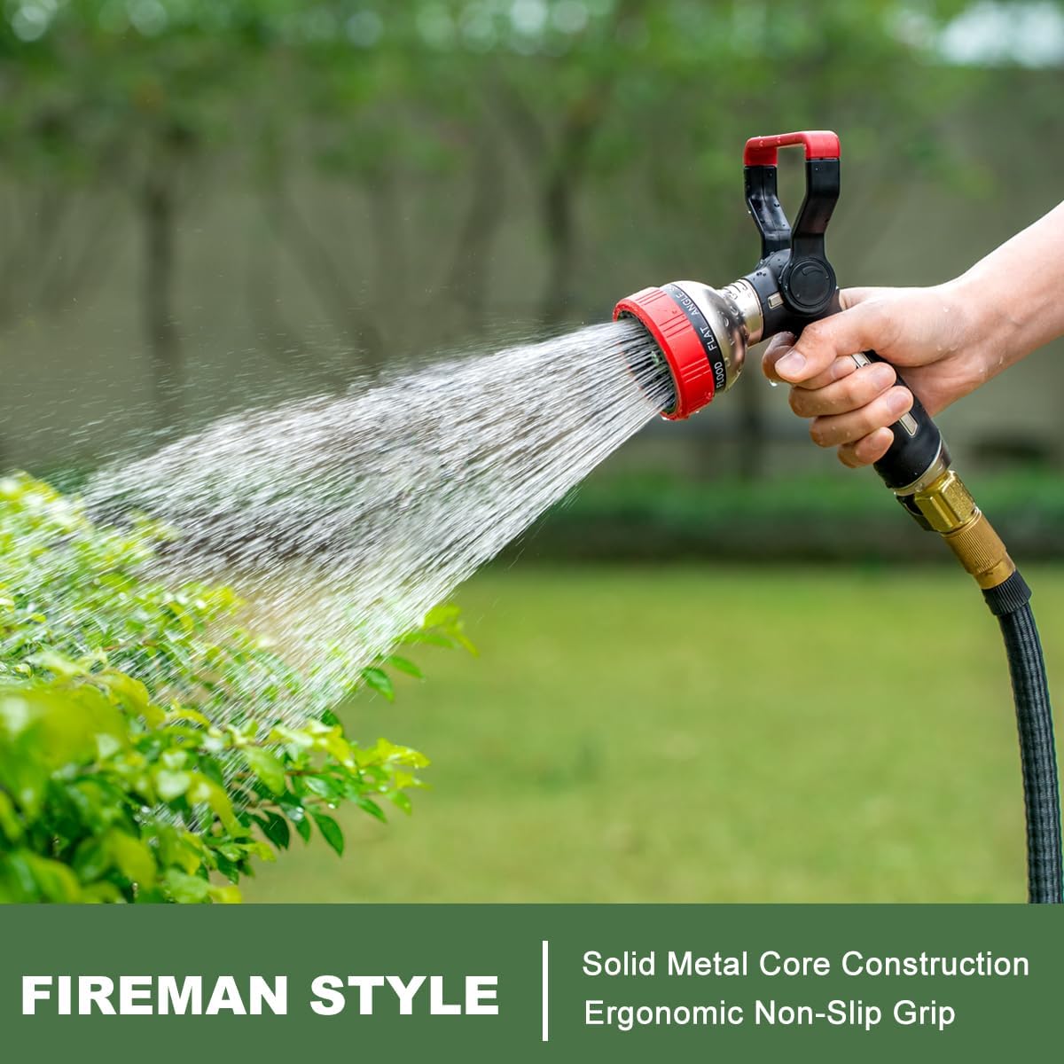 FANHAO Heavy Duty Fireman Style Garden Hose Nozzle - 9 Spray Modes