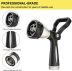 FANHAO 8-Pattern Heavy Duty Fireman Style Hose Nozzle - Black