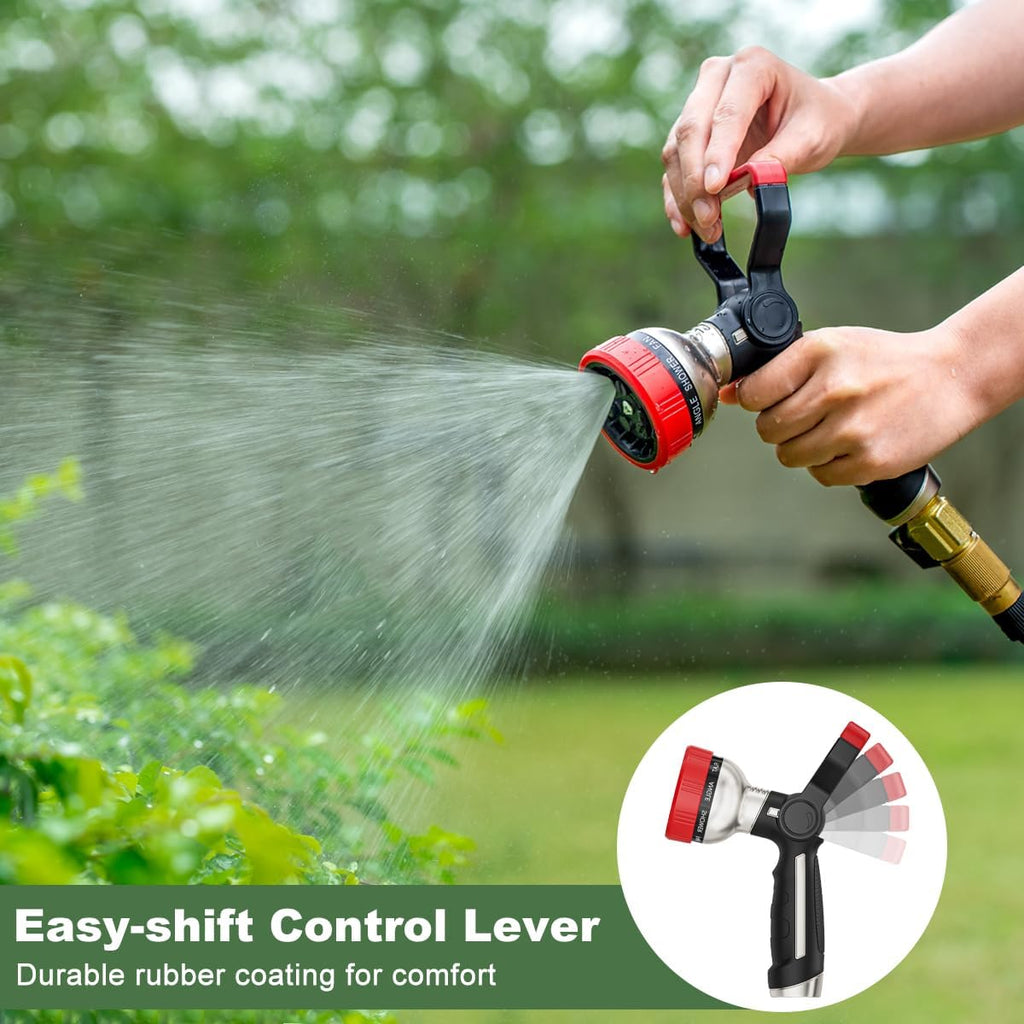 FANHAO Heavy Duty Fireman Style Garden Hose Nozzle - 9 Spray Modes