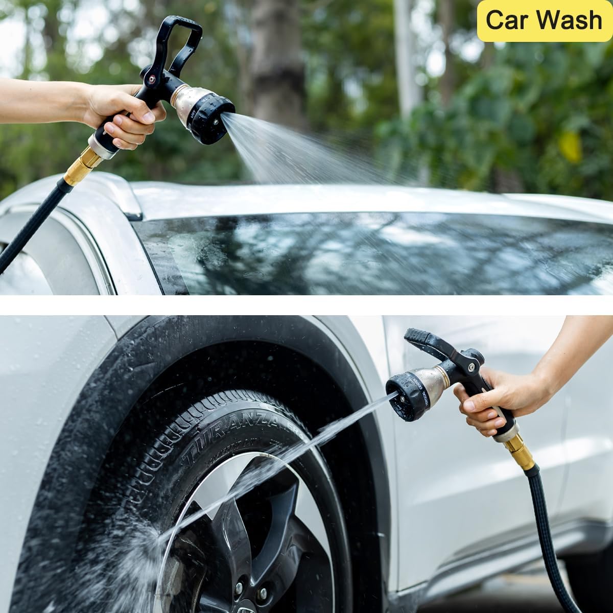 FANHAO 8-Pattern Heavy Duty Fireman Style Hose Nozzle - Black