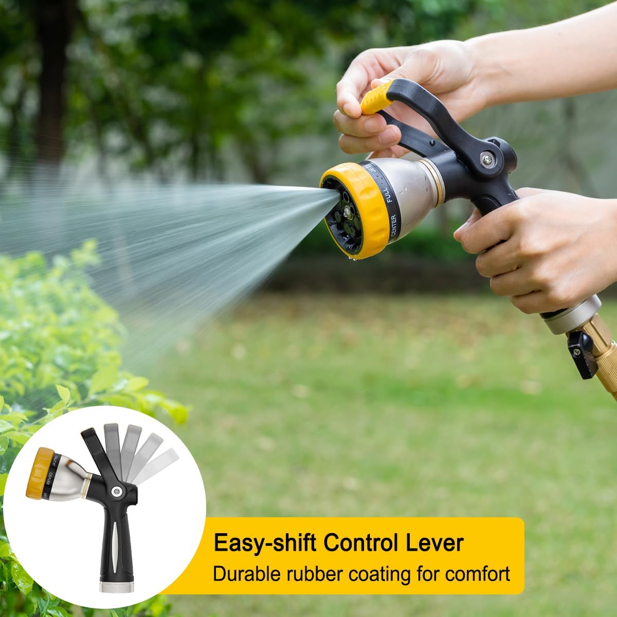 FANHAO Heavy Duty Fireman's Hose Nozzle with 8 Spray Patterns
