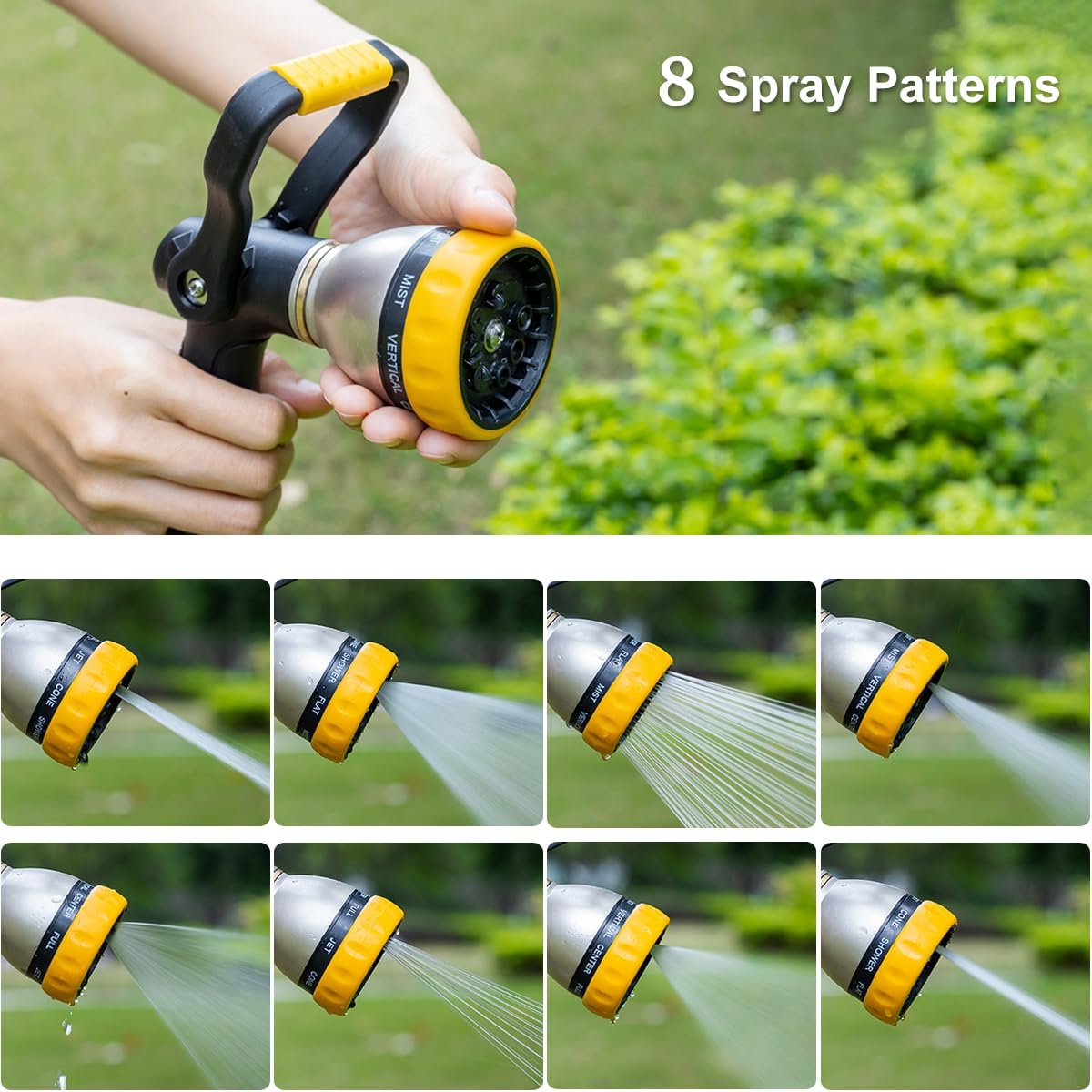 FANHAO Heavy Duty Fireman's Hose Nozzle with 8 Spray Patterns