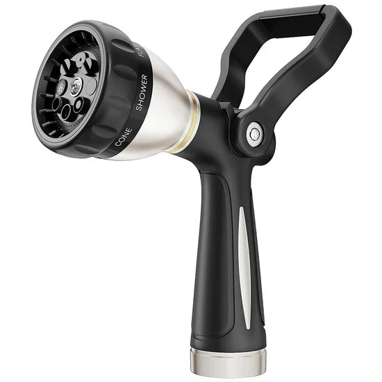 FANHAO 8-Pattern Heavy Duty Fireman Style Hose Nozzle - Black
